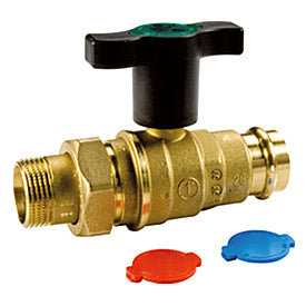 Giacomini R859VT Ball valve, tail piece male-press connections for heating/cooling.