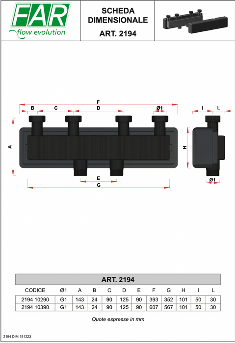 FAR Rubinetterie 2194 distribution header
