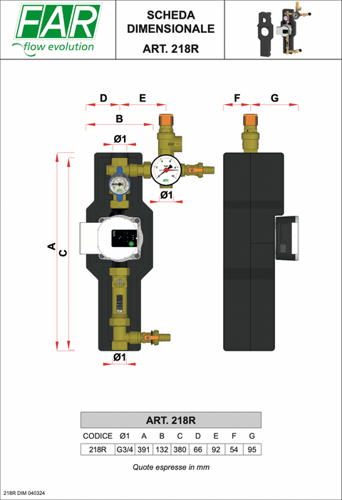 FAR Rubinetterie 218R return booster unit for solar thermal