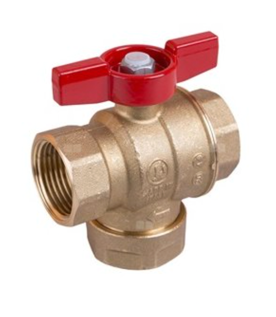 R701F Ball valve with built-in filter, female-female threaded connections for heating/cooling.