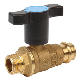 Giacomini R853VT Ball valve, male-press connections for heating/cooling.