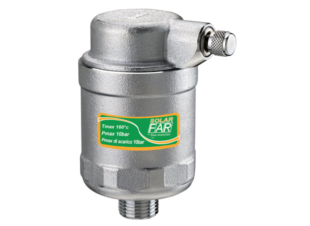 FAR Rubinetterie Air vent valve with lateral purge for high pressures.