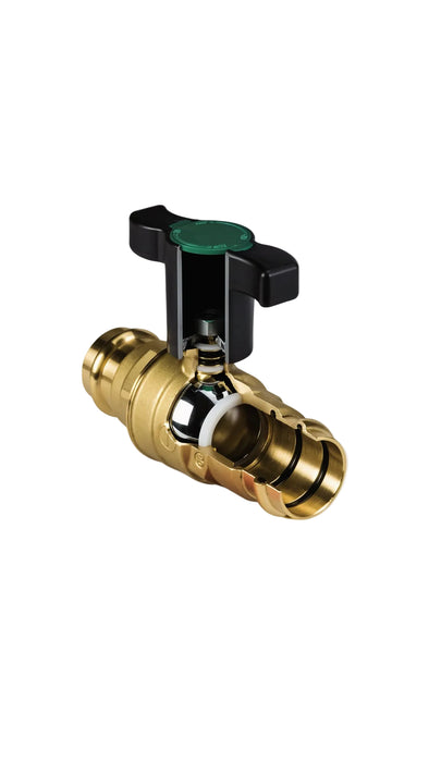 Giacomini R851VT press ball valve, press connections for heating/cooling.