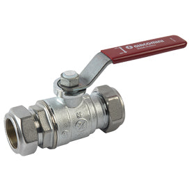 R258CC - Standard-bore ball valve and red lever compression connection