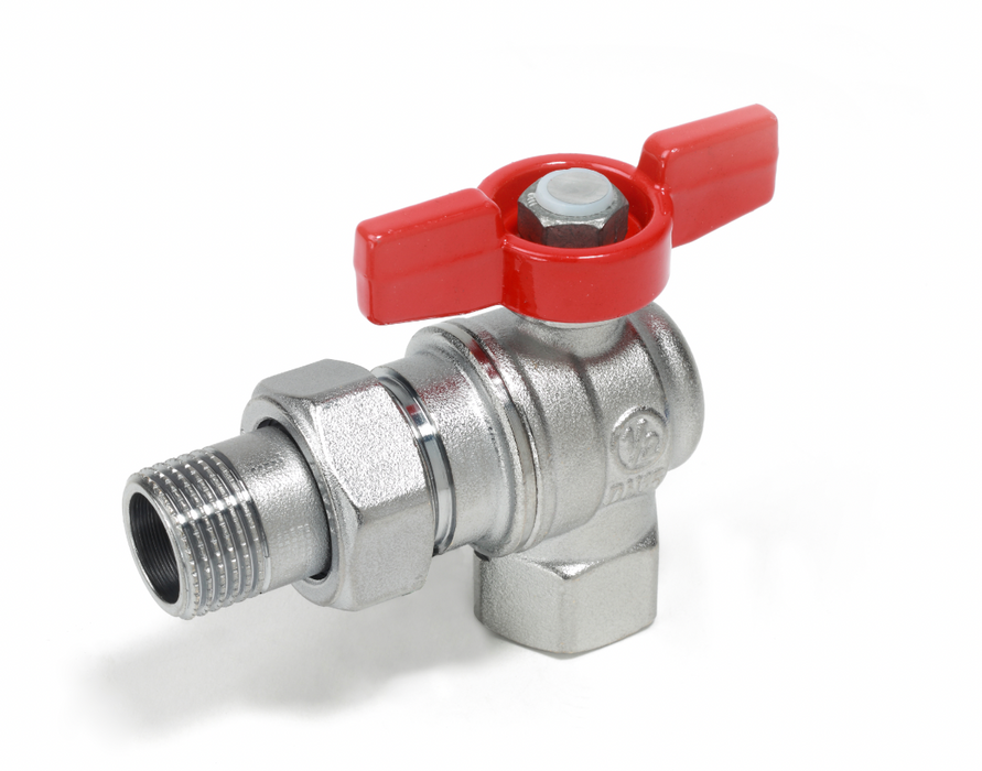 Giacomini R789 Angle ball valve, female-tail piece male connections