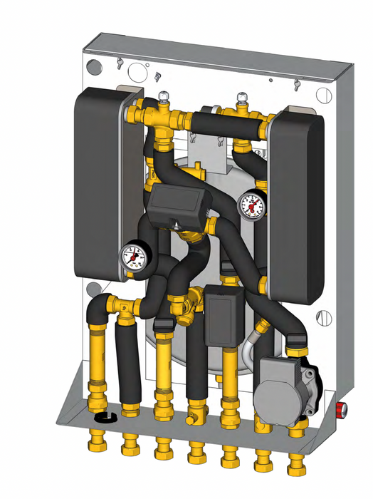 GE556-6 Heat interface unit with electronic regulation, double heat exchanger and adjustable tail pieces