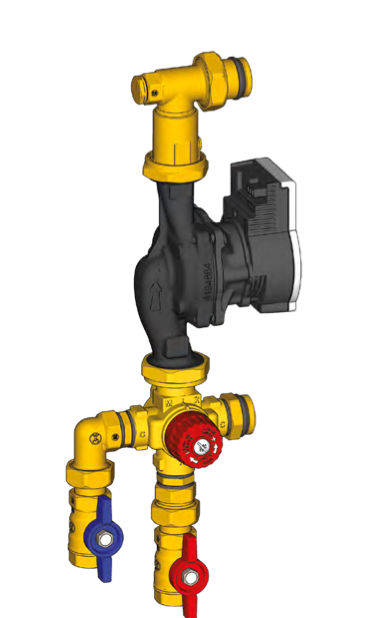 R557R-5 Thermostatic mixing unit for manifolds with 298 mm center distance