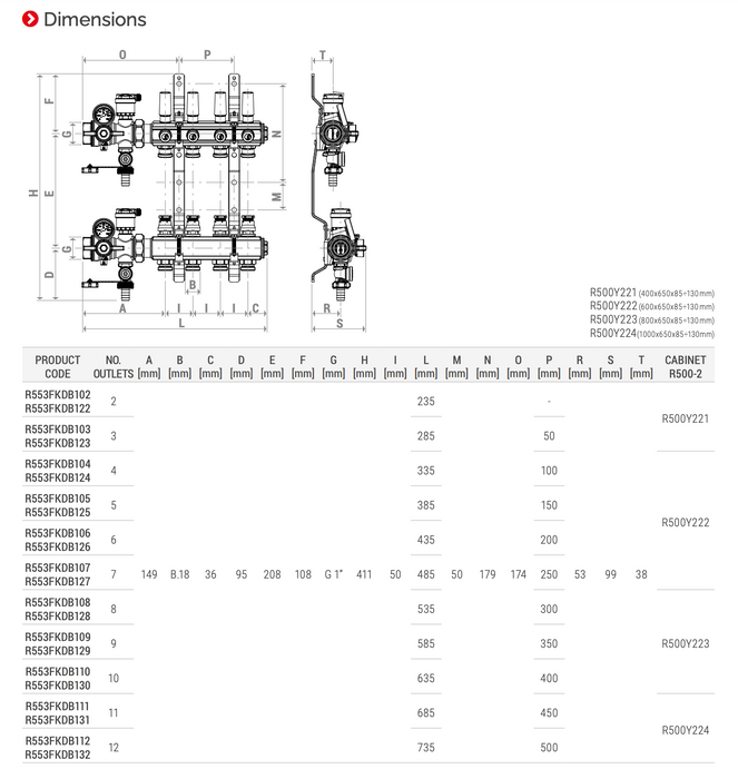 R553FKDB Brass manifold with dynamic flow balancing