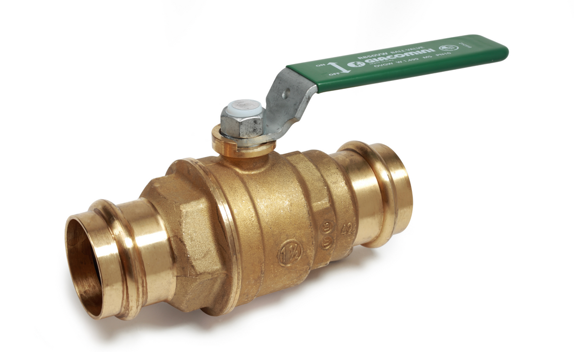 Giacomini R851VT press ball valve, press connections for heating/cooling.