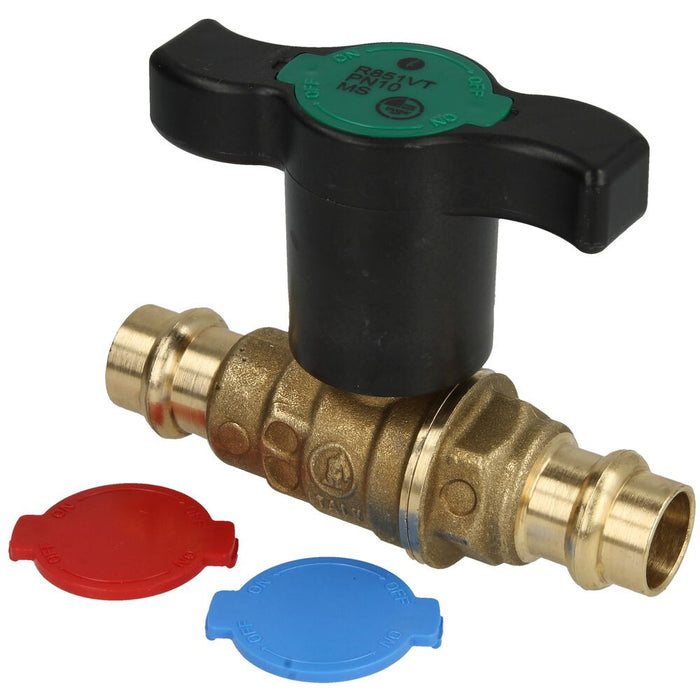 R851VT Ball valve, press connections for heating/cooling.