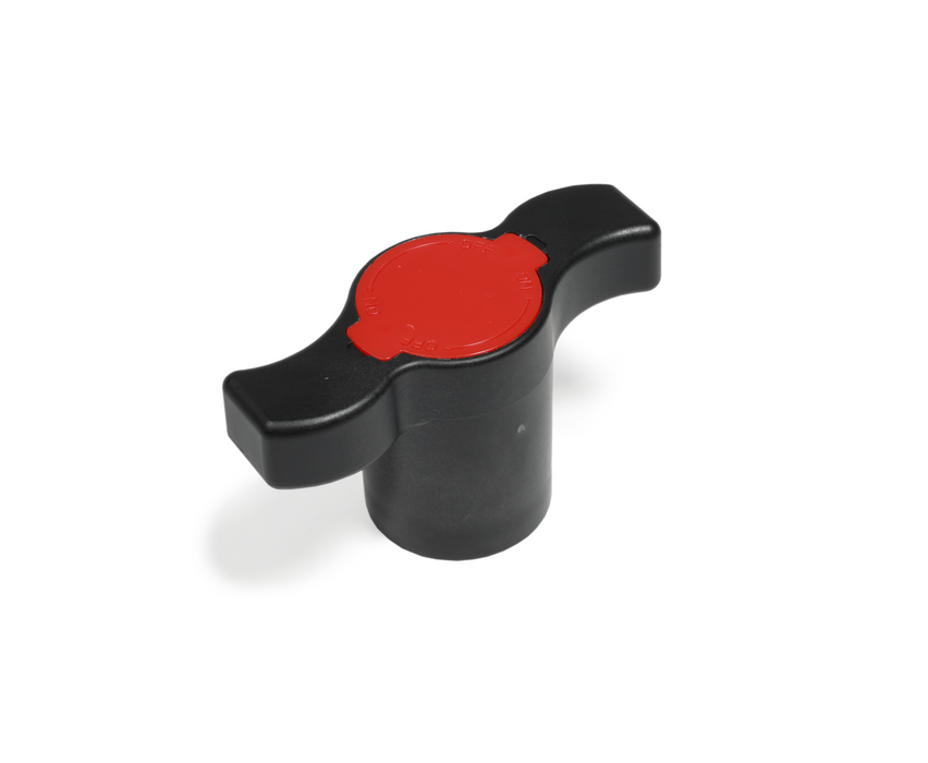 R749F Plastic extended T-handle for ball valves, with red, blue and green plates